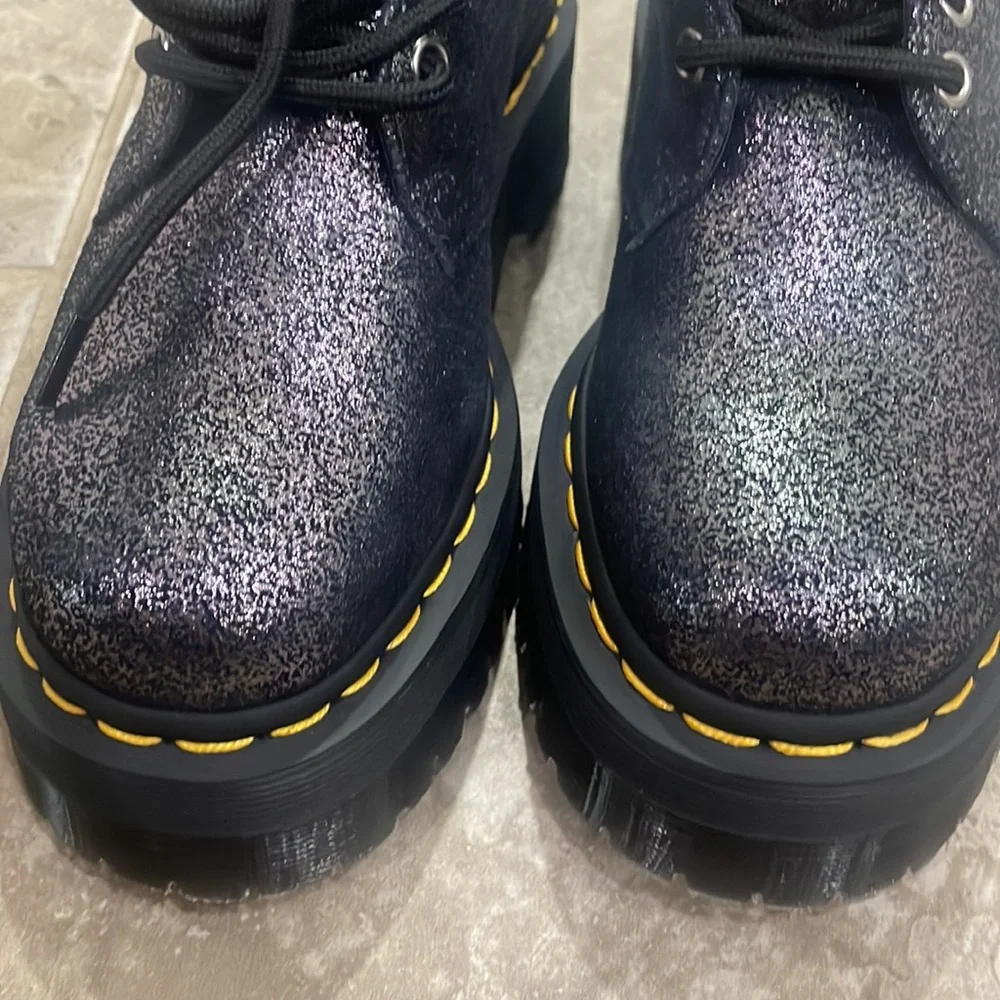 Dr Martens Women's  1461 Faux Fur-lined Metallic Leather Platform Shoes Size 6